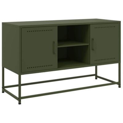 Meuble TV vert olive 100,5x39x60,5 cm acier - Prolenta Premium