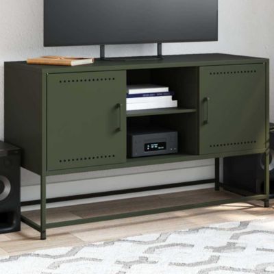 Meuble TV vert olive 100,5x39x60,5 cm acier - Prolenta Premium