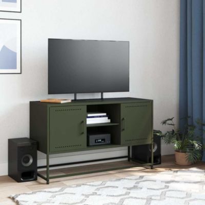 Meuble TV vert olive 100,5x39x60,5 cm acier - Prolenta Premium