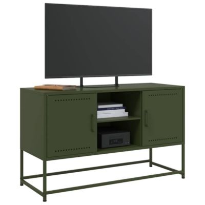 Meuble TV vert olive 100,5x39x60,5 cm acier - Prolenta Premium