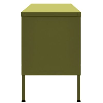 Meuble TV Vert olive 105x35x50 cm Acier - Prolenta Premium
