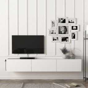 Meuble TV Vihti 180 x 31 x 29,5 cm blanc en.casa