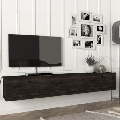 Meuble TV Vihti 180 x 31 x 29,5 cm effet chêne noir en.casa