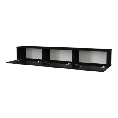 Meuble TV Vihti 180 x 31 x 29,5 cm effet marbre noir en.casa