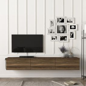 Meuble TV Vihti 180 x 31 x 29,5 cm effet noyer en.casa