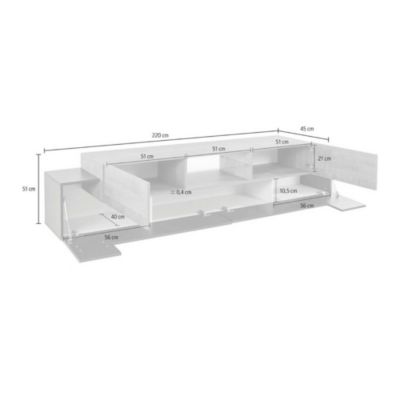 Meuble TV Vincenzo, Buffet bas de salon, Base pour meuble TV, 100% Made in Italy, 220x40h51 cm, Anthracite et Erable