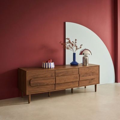 Meuble TV vintage décor bois de noyer 3 portes 150cm - Juliana