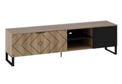 Meuble TV VITA 3 portes 55x200x44 cm chêne et noir TALESA