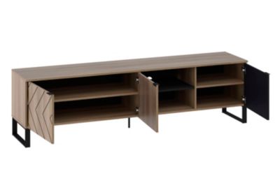 Meuble TV VITA 3 portes 55x200x44 cm chêne et noir TALESA