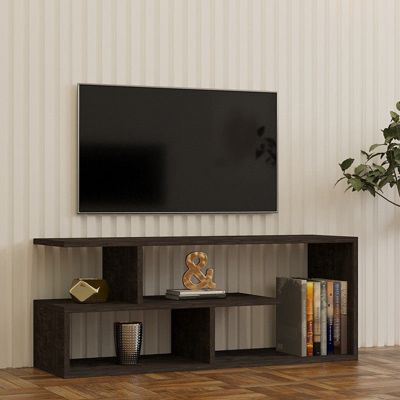 meuble tv waldo mélaminé noir-gris foncé 100x29,5x40 cm