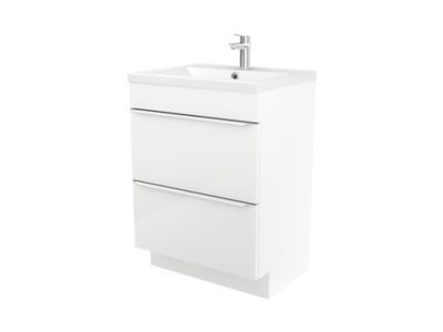 Meuble vasque à poser blanc l.60 cm Imandra + plan vasque blanc céramique Nira, GoodHome