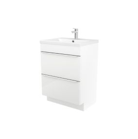 Meuble vasque à poser blanc l.60 cm Imandra + plan vasque blanc céramique Nira, GoodHome