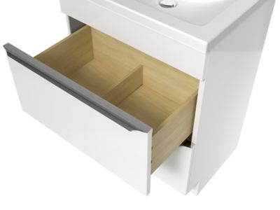Meuble vasque à poser blanc l.60 cm Imandra + plan vasque blanc céramique Nira, GoodHome