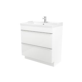 Meuble vasque à poser blanc l.80 cm Imandra + plan vasque blanc céramique Lana, GoodHome
