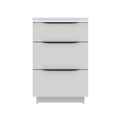Meuble vasque à poser blanc mat l.60 cm + plan vasque blanc en résine, Pamili