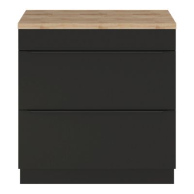 Meuble vasque à poser noir mat l.80 cm Imandra + plan de toilette chêne massif Hartland, GoodHome