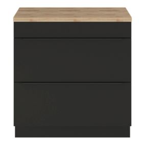 Meuble vasque à poser noir mat l.80 cm Imandra + plan de toilette chêne massif Hartland, GoodHome