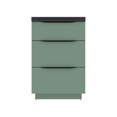 Meuble vasque à poser vert sauge mat l.60 cm + plan vasque noir en résine, Pamili