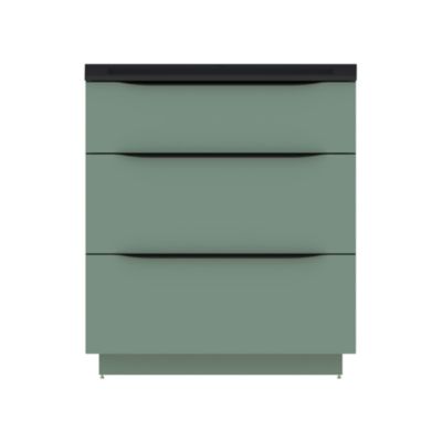 Meuble vasque à poser vert sauge mat l.80 cm + plan vasque noir en résine, Pamili