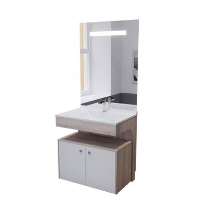 Meuble vasque ALTEA 80 cm avec miroir led Eleg plus et caisson roulant - Cambrian oak