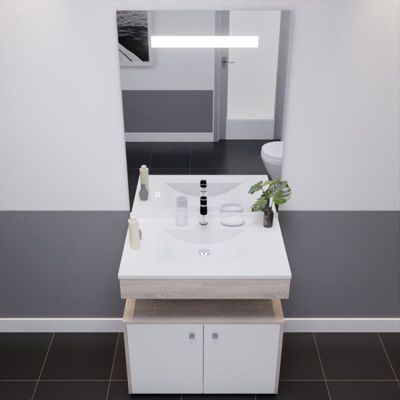 Meuble vasque ALTEA 80 cm avec miroir led Eleg plus et caisson roulant - Cambrian oak