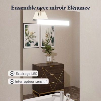 Meuble vasque ALTEA 80 cm avec miroir led Eleg plus et caisson roulant - Cambrian oak