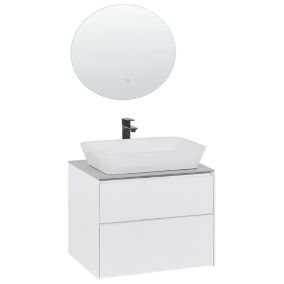 Meuble vasque avec miroir et cabinet blanc MANZON