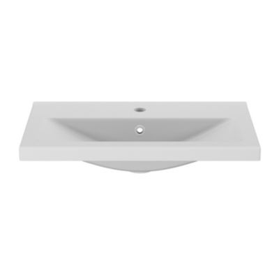 Meuble vasque faible profondeur blanc avec porte-serviettes l.65 x H.82 x P.36 cm Maza + plan vasque céramique blanc Nira, GoodHome