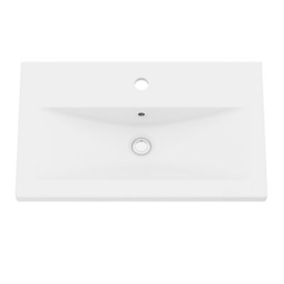 Meuble vasque faible profondeur blanc avec porte-serviettes l.65 x H.82 x P.36 cm Maza + plan vasque céramique blanc Nira, GoodHome