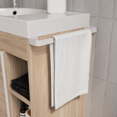 Meuble vasque faible profondeur effet bois avec porte-serviettes l.65 x H.82 x P.36 cm Maza + plan vasque résine, GoodHome Maza