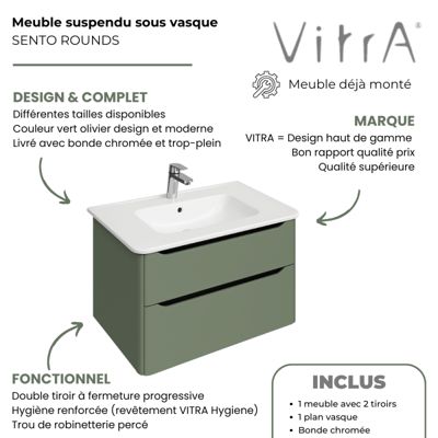 meuble vasque supendu VitrA Sento Round 80cm Vert mat