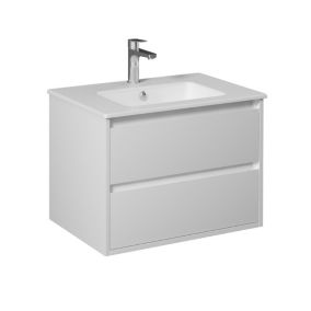 Meuble vasque à suspendre PRO - 2 tiroirs Blanc laqué L. 70 cm - Saniverre