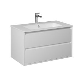 Meuble vasque à suspendre PRO - 2 tiroirs Blanc laqué L. 90 cm - Saniverre