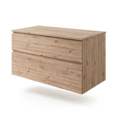Meuble vasque suspendu effet chêne artisan l.120 cm + plan de toilette, Calao
