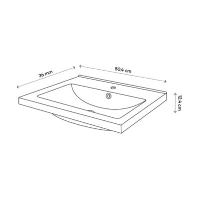 Meuble vasque suspendu faible profondeur blanc brillant l.50 cm Imandra + plan vasque blanc céramique Nira, GoodHome