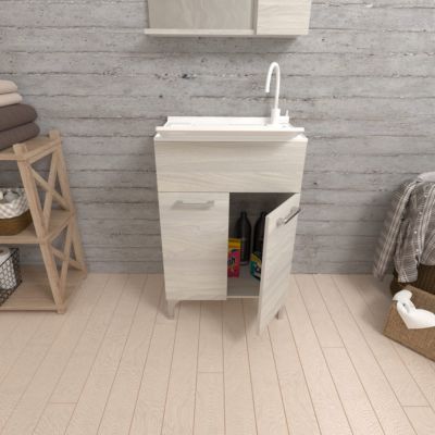 Meuble-Évier 50Cm Chêne Gris Avec Planche À Laver Amovible - Pratico