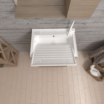 Meuble Évier 50Cm Chêne Naturel 2 Portes Avec Planche À Laver Amovible - Pratico