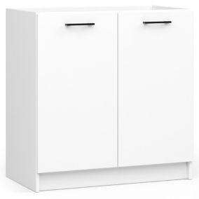 Meuble évier de cuisine : 2 portes, 1 étagère, blanc, 80 x 82 x 46 cm