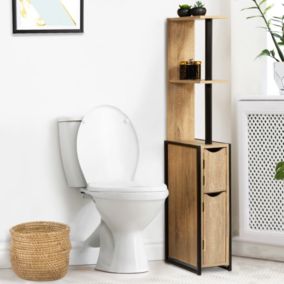 Meuble WC 2 portes DETROIT avec étagères design industriel