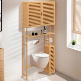 Meuble WC 3 en 1 avec armoires de rangement bambou BEA