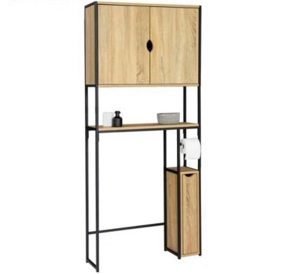 Meuble WC 3 en 1 avec armoires de rangement design industriel