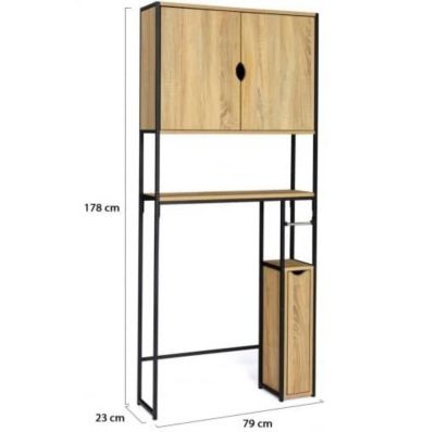 Meuble WC 3 en 1 avec armoires de rangement design industriel