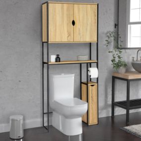 Meuble WC 3 en 1 avec armoires de rangement DETROIT design industriel