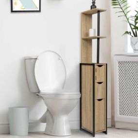 Meuble WC 3 portes DETROIT avec étagères design industriel