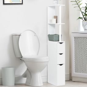 Meuble WC étagère bois WILLY 3 portes blanc