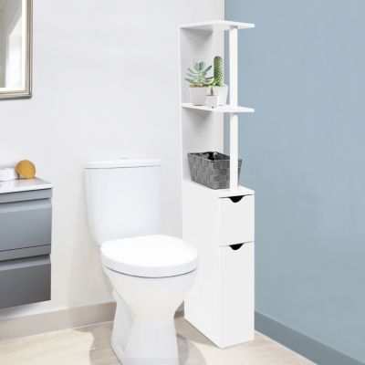 Meuble WC étagère WILLY bois 2 portes blanc
