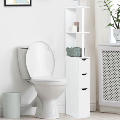 Meuble WC étagère WILLY bois 3 portes blanc