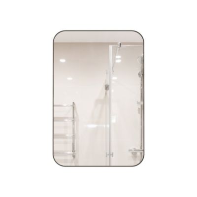 Meubles Cosy Armoire de toilette murale en métal miroir rectangulaire style moderne avec étagères - 51x76x12 cm Noir
