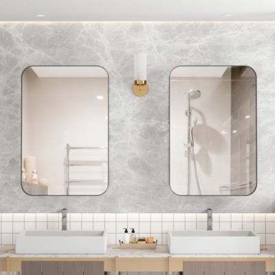Meubles Cosy Armoire de toilette murale en métal miroir rectangulaire style moderne avec étagères - 51x76x12 cm Noir