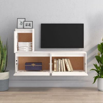 Meubles TV 3 pcs Blanc Bois massif de pin - Prolenta Premium